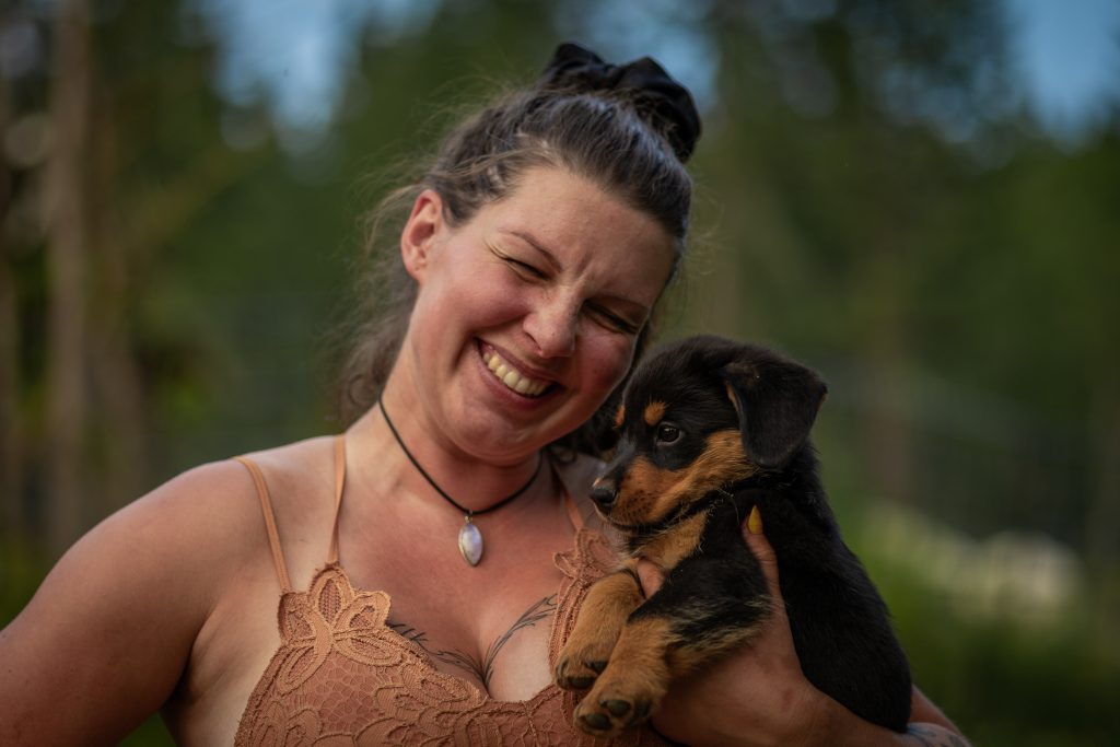 Cathy holding a puppy